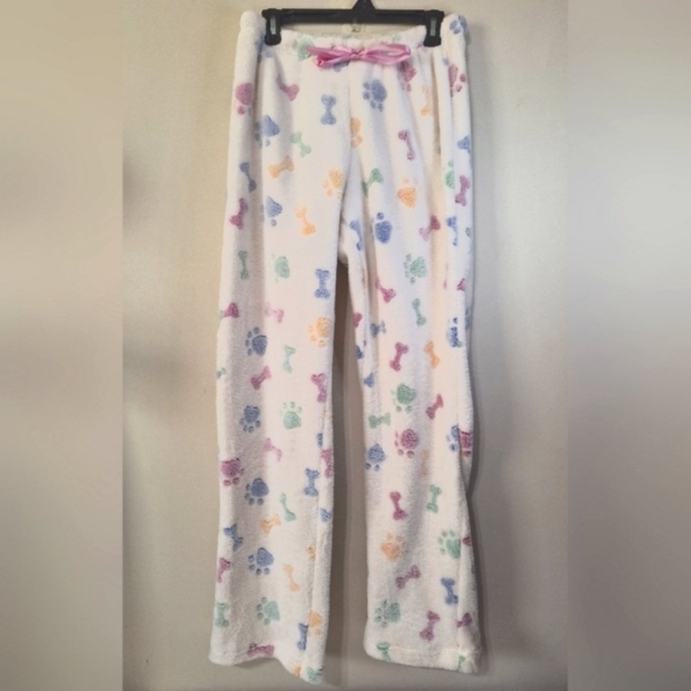 NWOT Arie By Ariella M Wide-leg Plush Fleece Paw Print Pyjama Pants